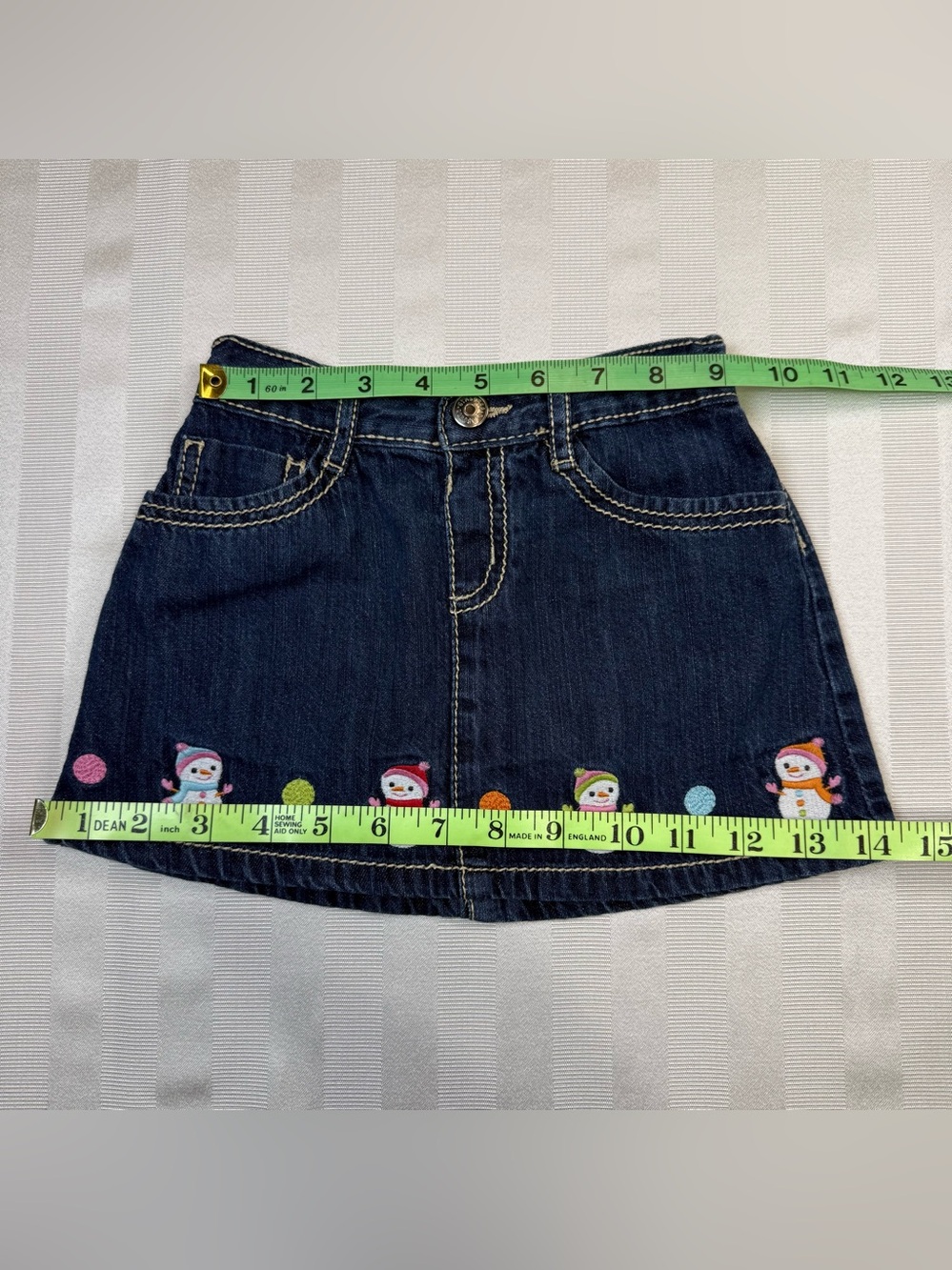 Gymboree Girls 2T Cozy Cutie Denim Skirt Snowman Embroidered Christmas Holiday - Picture 4 of 8
